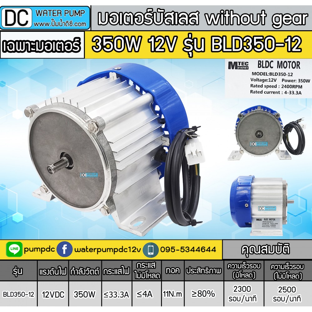 มอเตอร์บัสเลส without gear 350W 12V BLDC (พร้อมกล่องคอนโทรล)